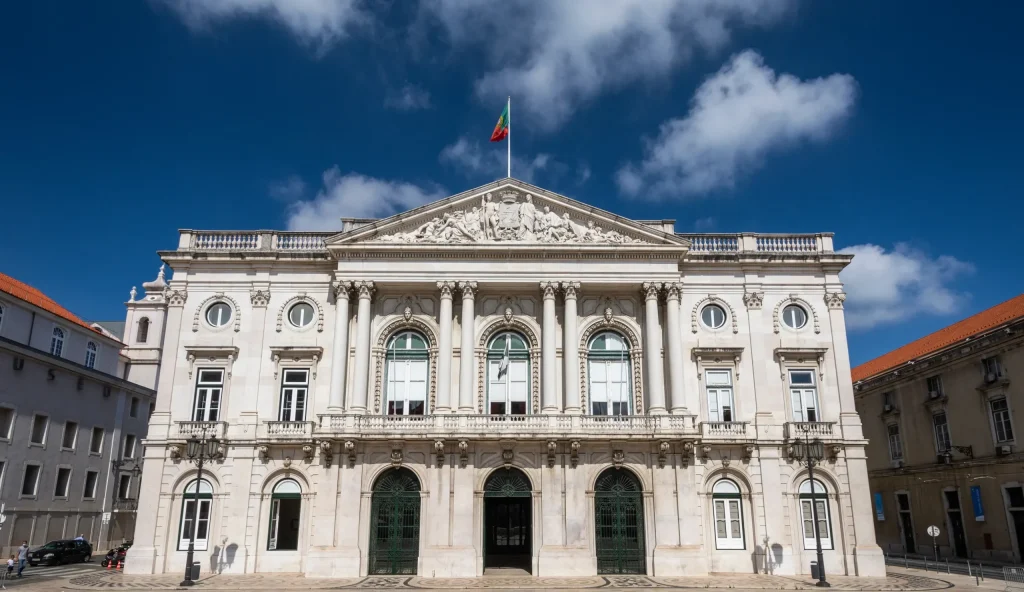 Iluminación de la fachada del Ayuntamiento de Lisboa